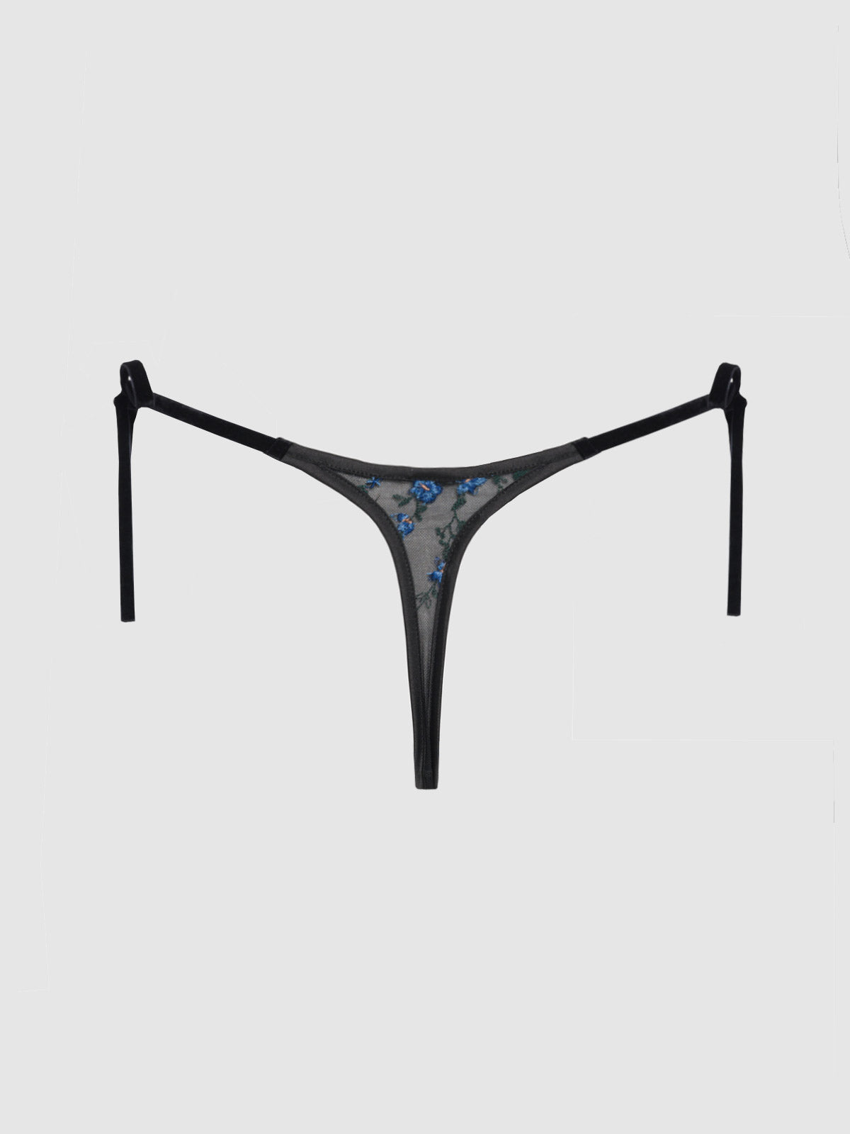 Harlow Embroidered Mesh Tie Side Thong - Frederick's of Hollywood