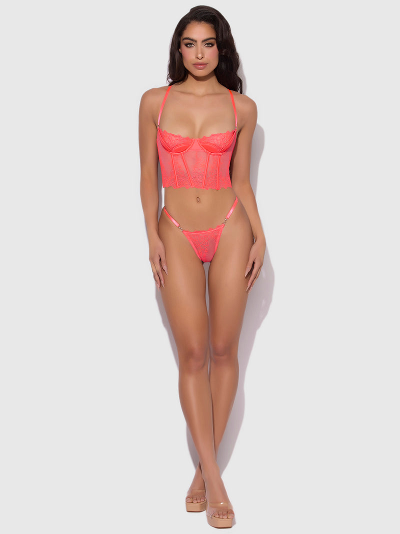 Wren Embroidered Crotchless Thong With Side Sliders - Frederick's of Hollywood