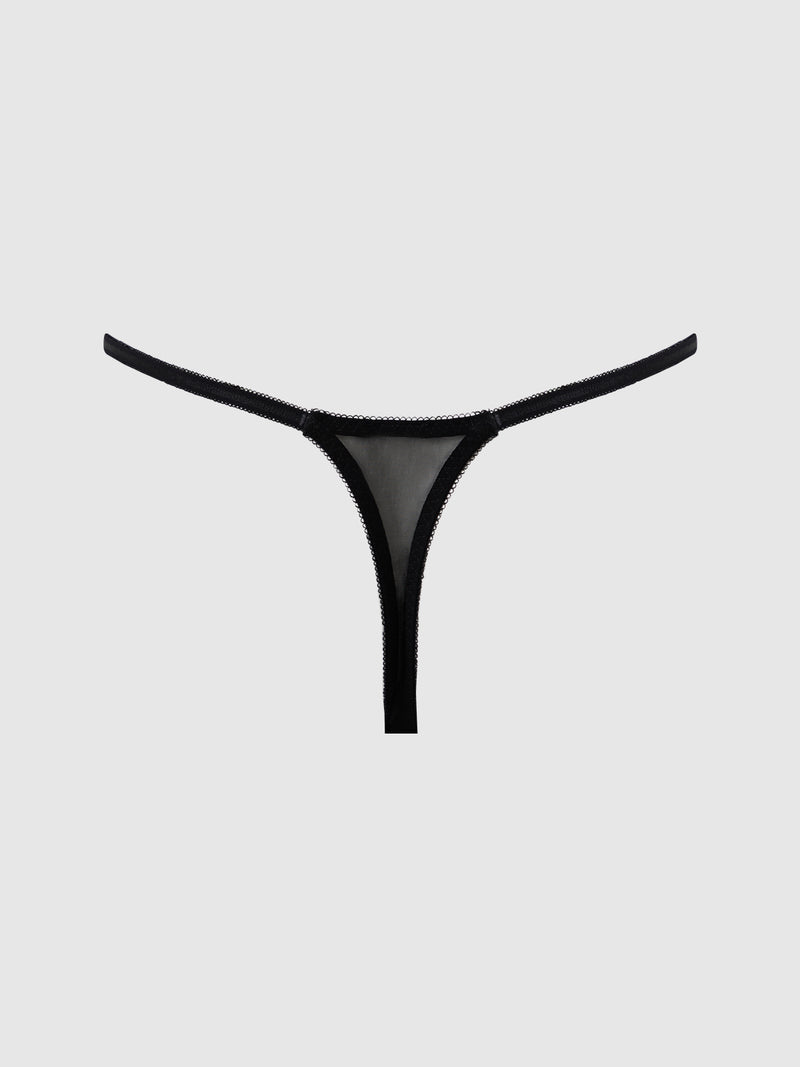 Delfina Embroidered Side Slider Thong - Frederick's of Hollywood