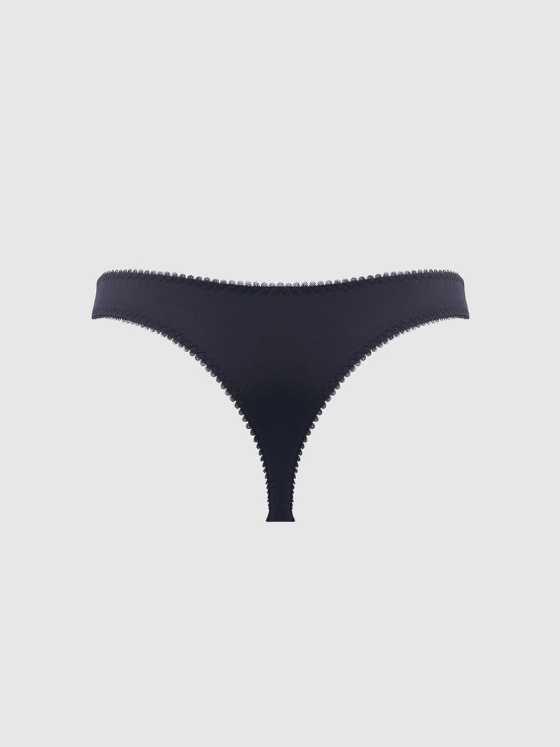 Harlow Embroidered Mesh & Satin Thong - Frederick's of Hollywood