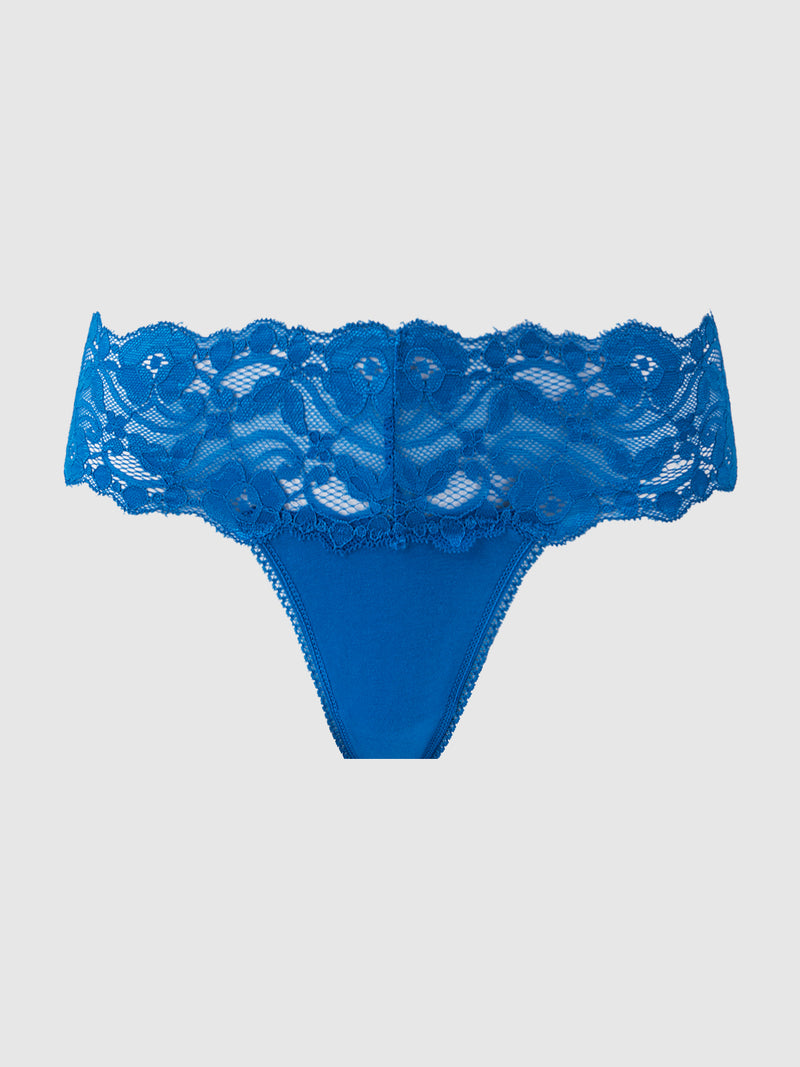 Bridget Stretch Cotton & Lace Thong - Fredericks Of Hollywood