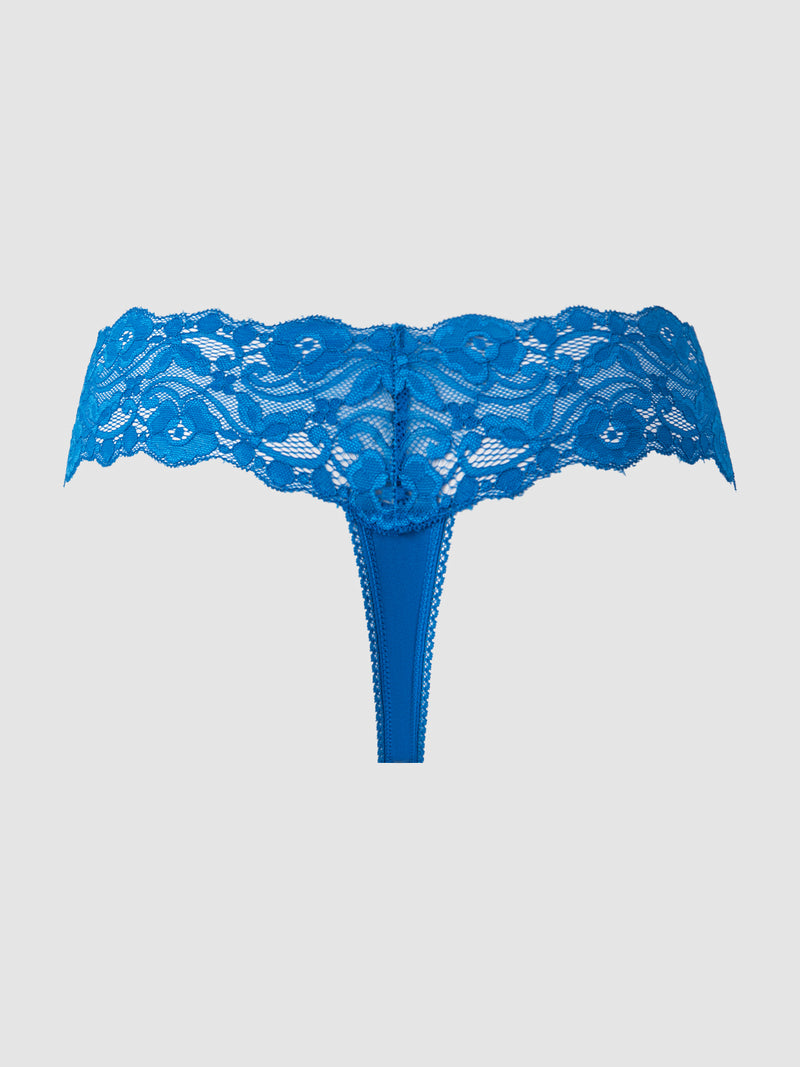 Bridget Stretch Cotton & Lace Thong - Fredericks Of Hollywood