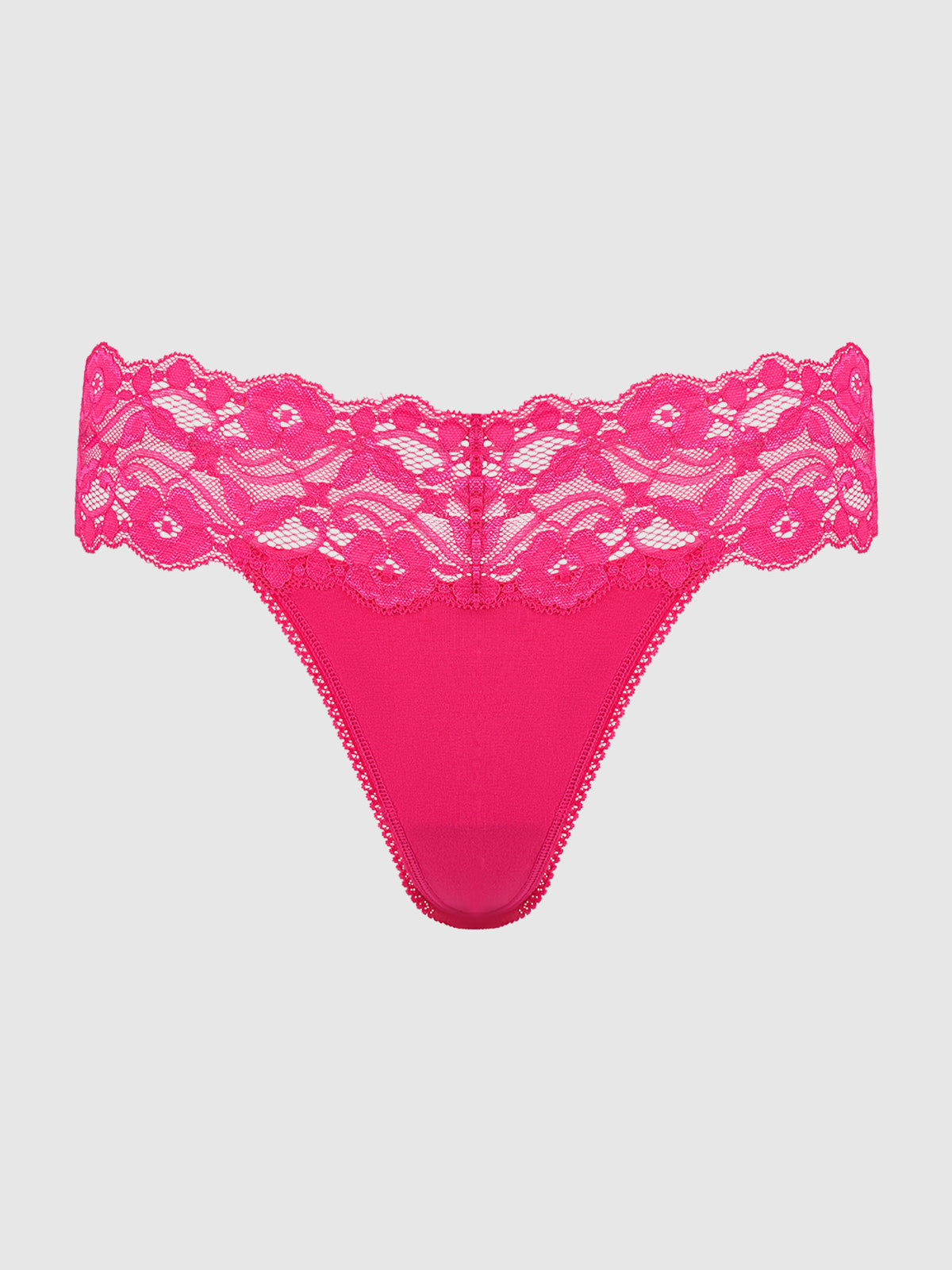 Bridget Stretch Cotton & Lace Thong - Frederick's of Hollywood