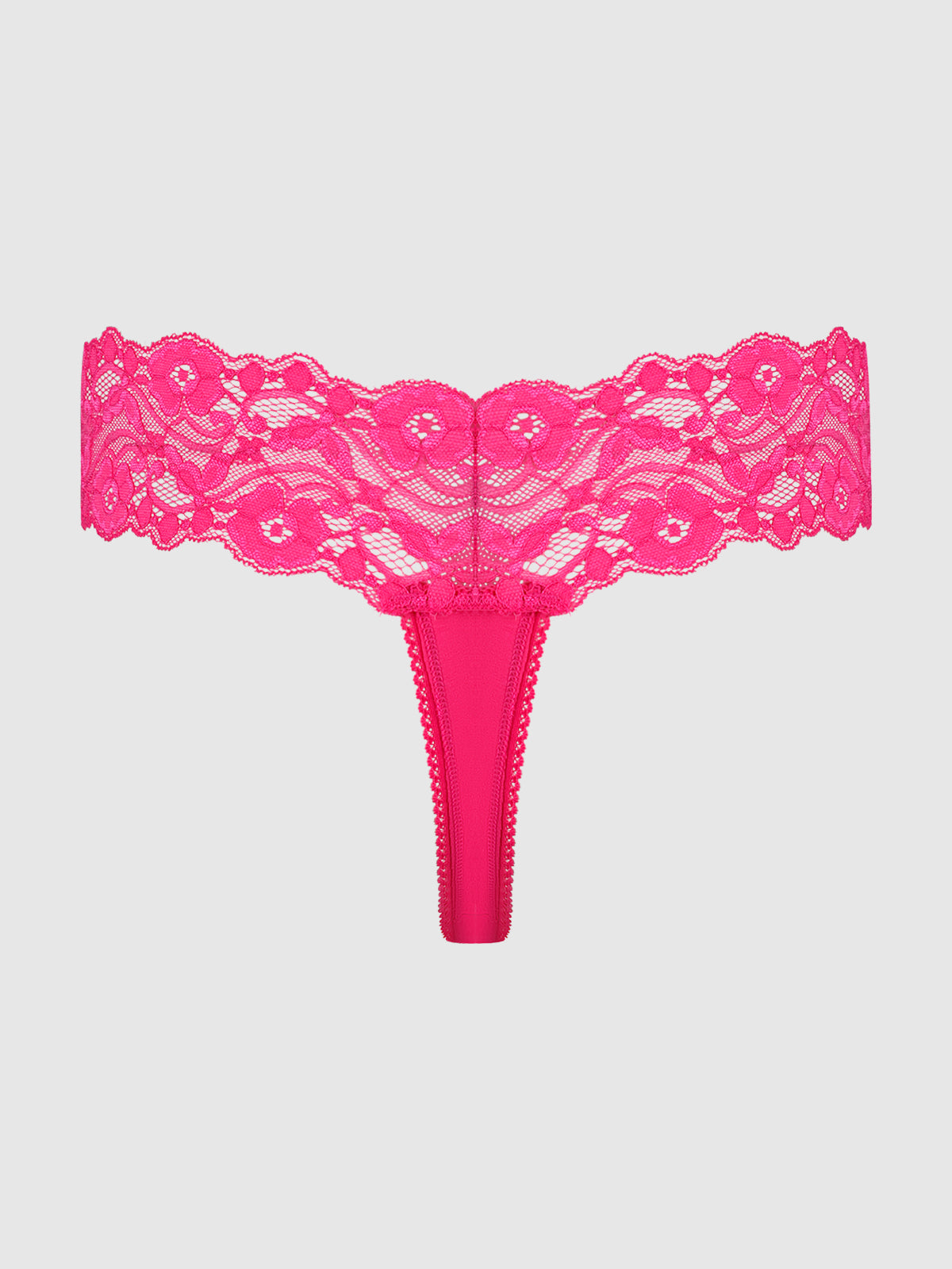 Bridget Stretch Cotton & Lace Thong - Frederick's of Hollywood