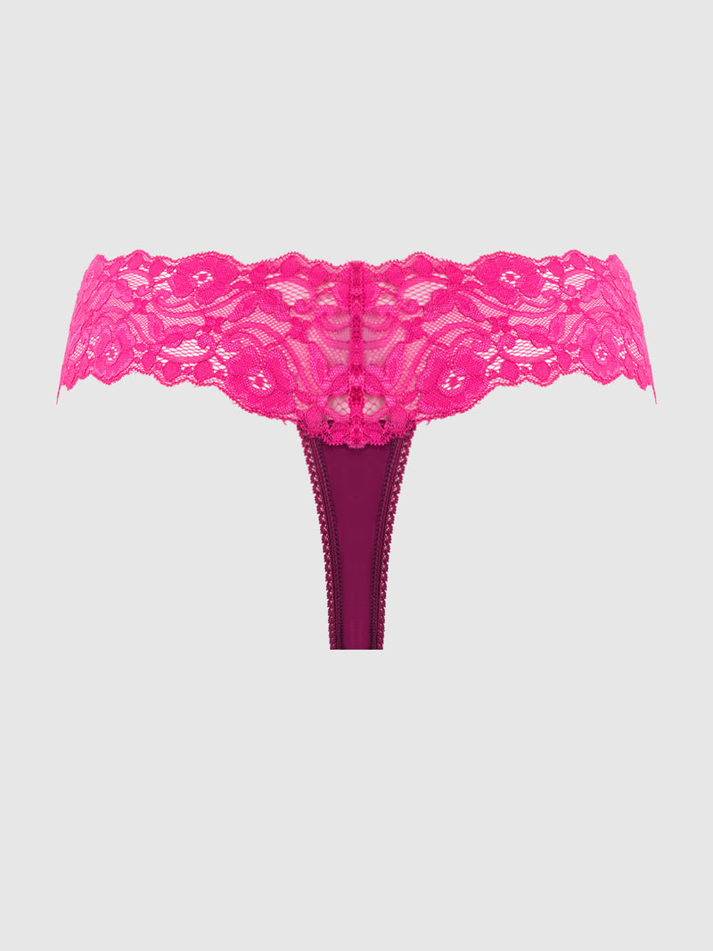 Bridget Stretch Cotton & Lace Thong - Fredericks of Hollywood