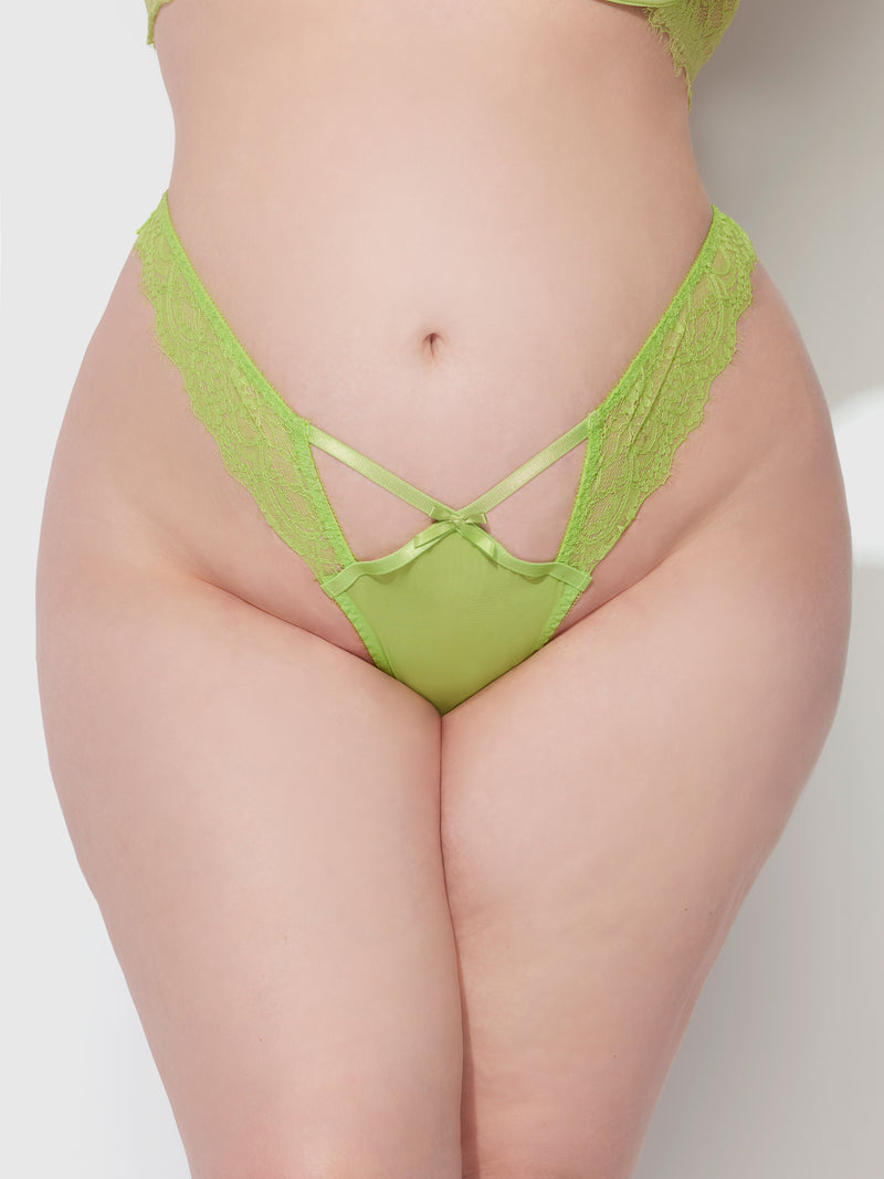 Kellie Lace And Mesh Window Tanga - Frederick's of Hollywood