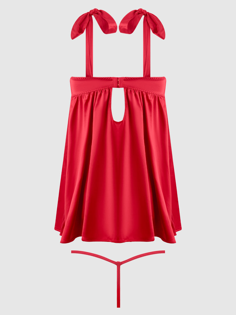 Petra Satin Open Cup Babydoll - Frederick's of Hollywood