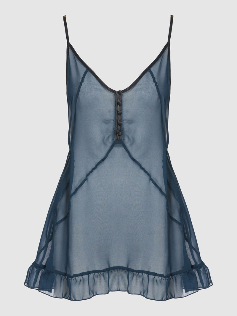 Rowen Chiffon Gathered Babydoll Slip - Frederick's of Hollywood