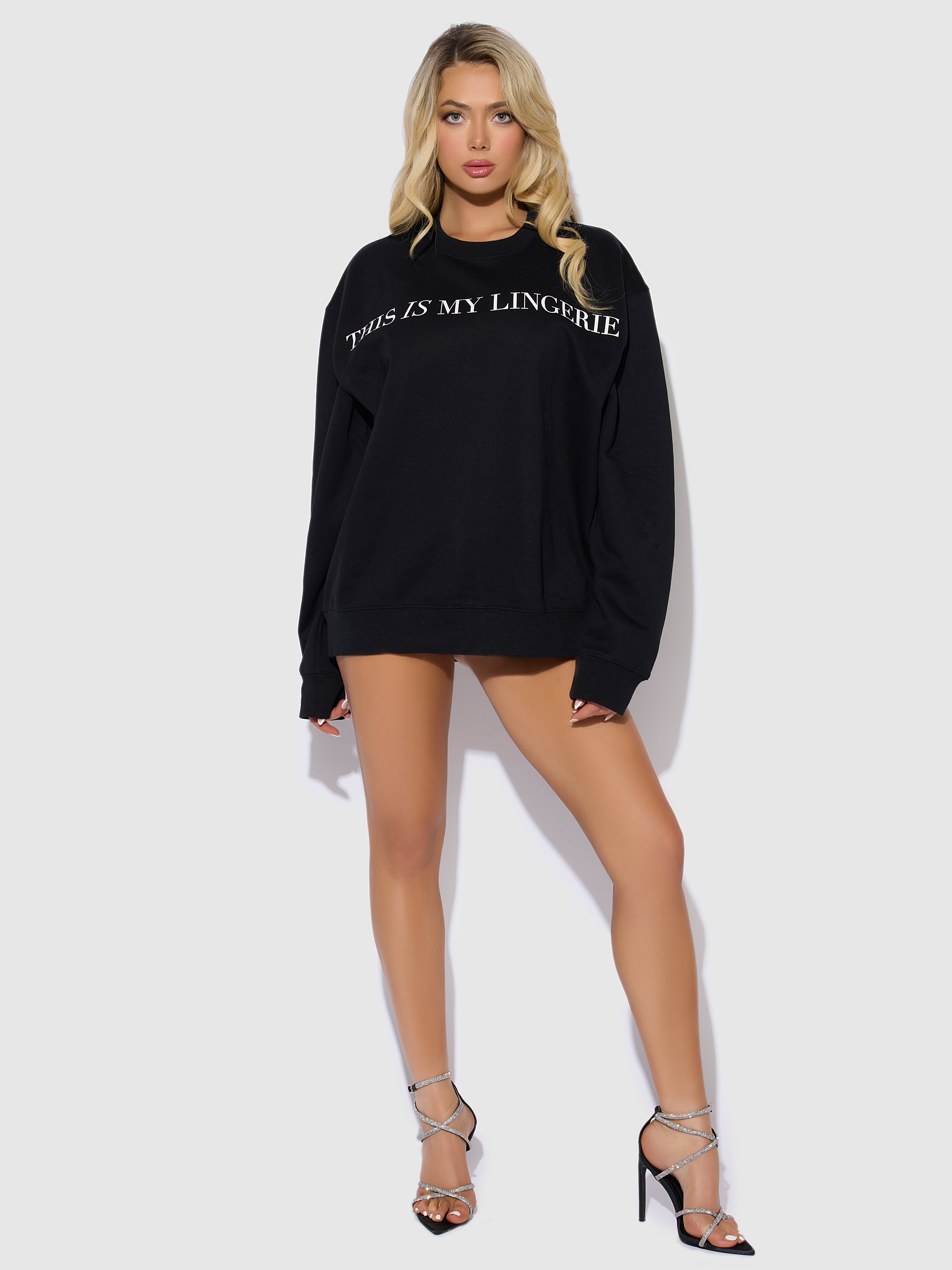 This Is My Lingerie Long Sleeve Crew Sweatshirt - Frederick's of Hollywood