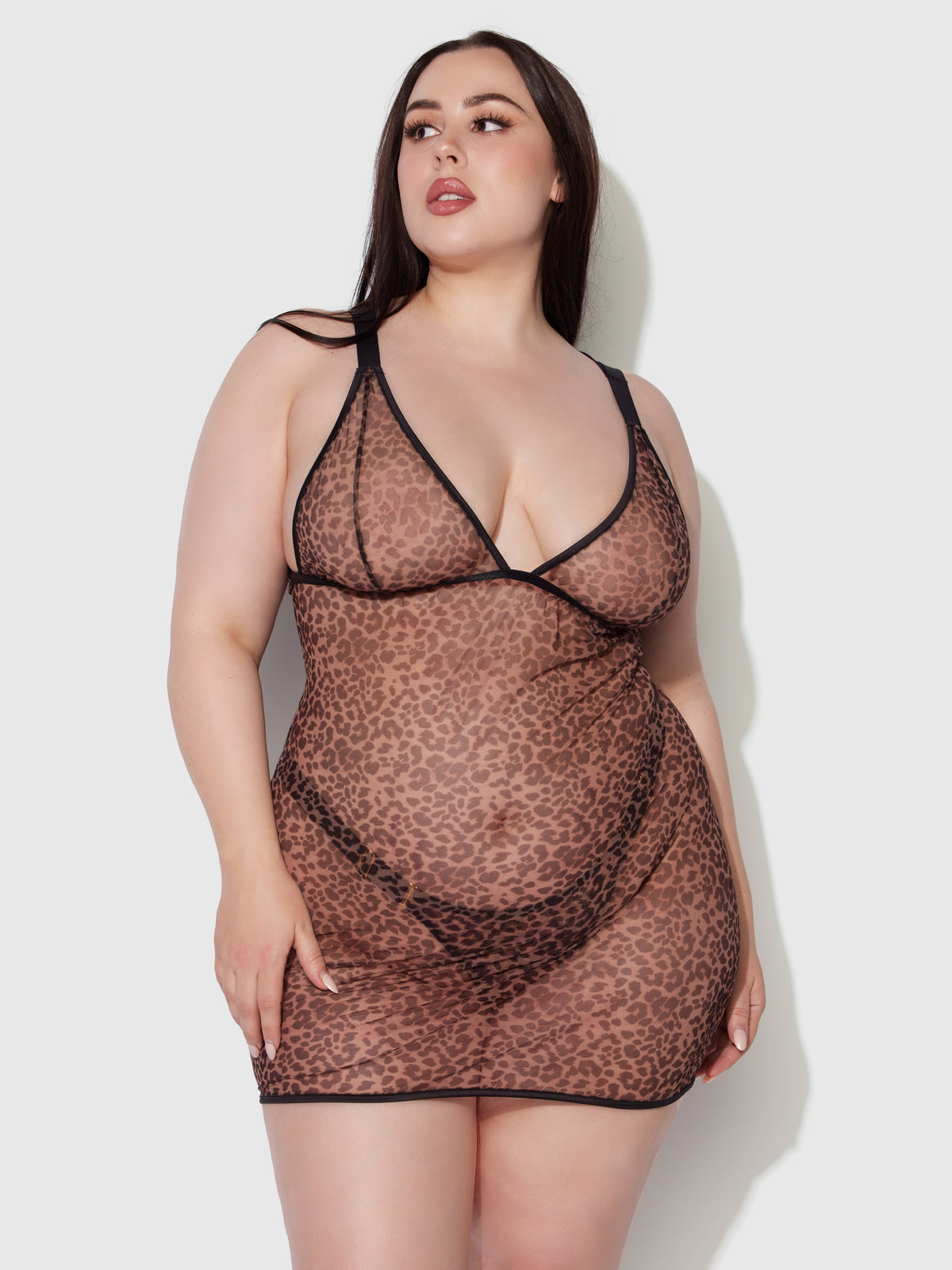 Pia Shine Mesh Strappy Back Chemise - Frederick&#39;s of Hollywood