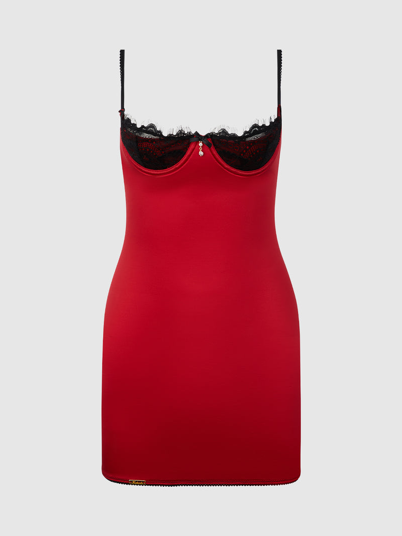 Lexi Lace Open Cup Strappy Back Chemise - Frederick's of Hollywood