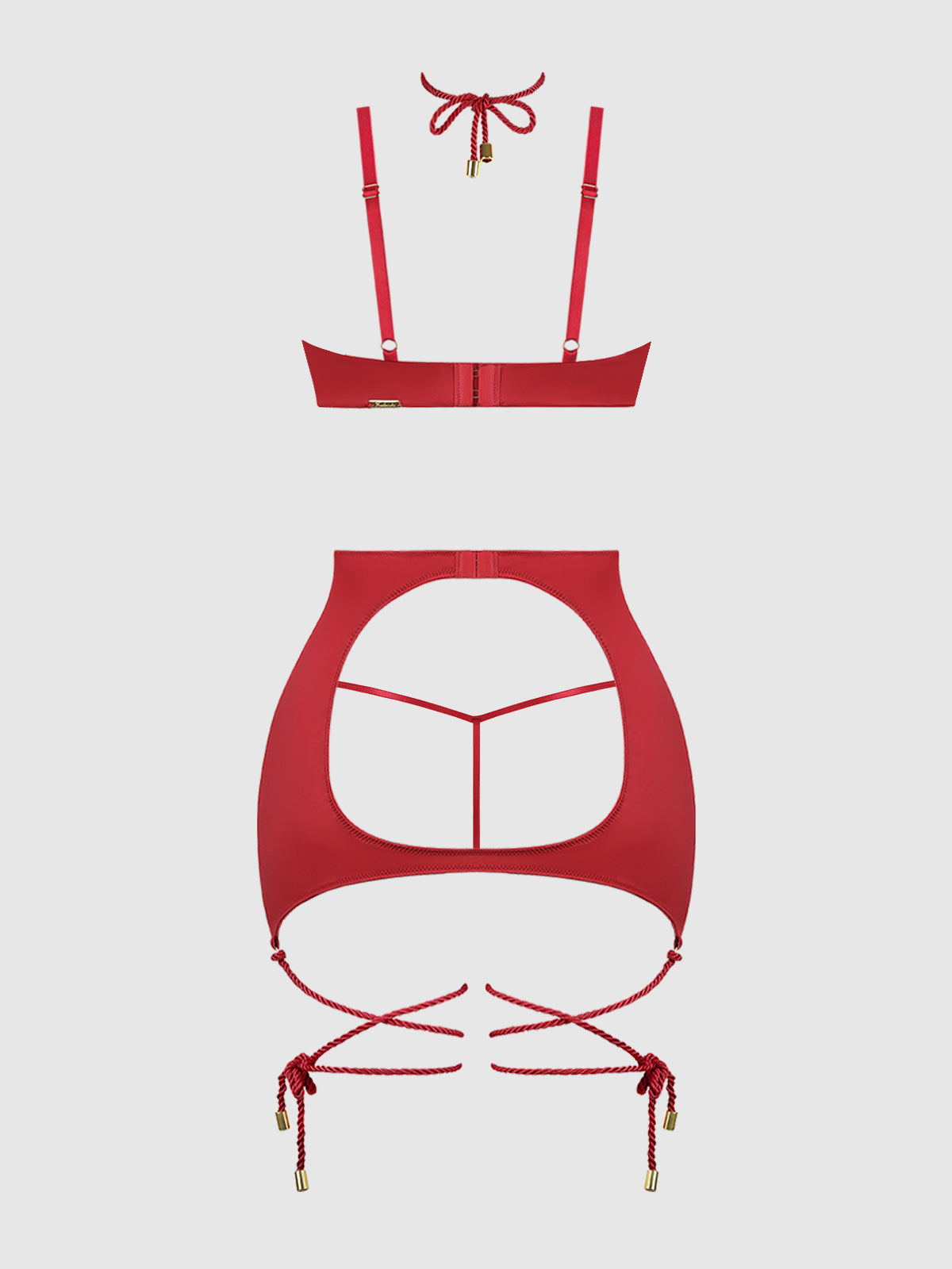 Nadya Liquid Satin & Rope Open Back Chemise & G-String Set - Frederick's of Hollywood