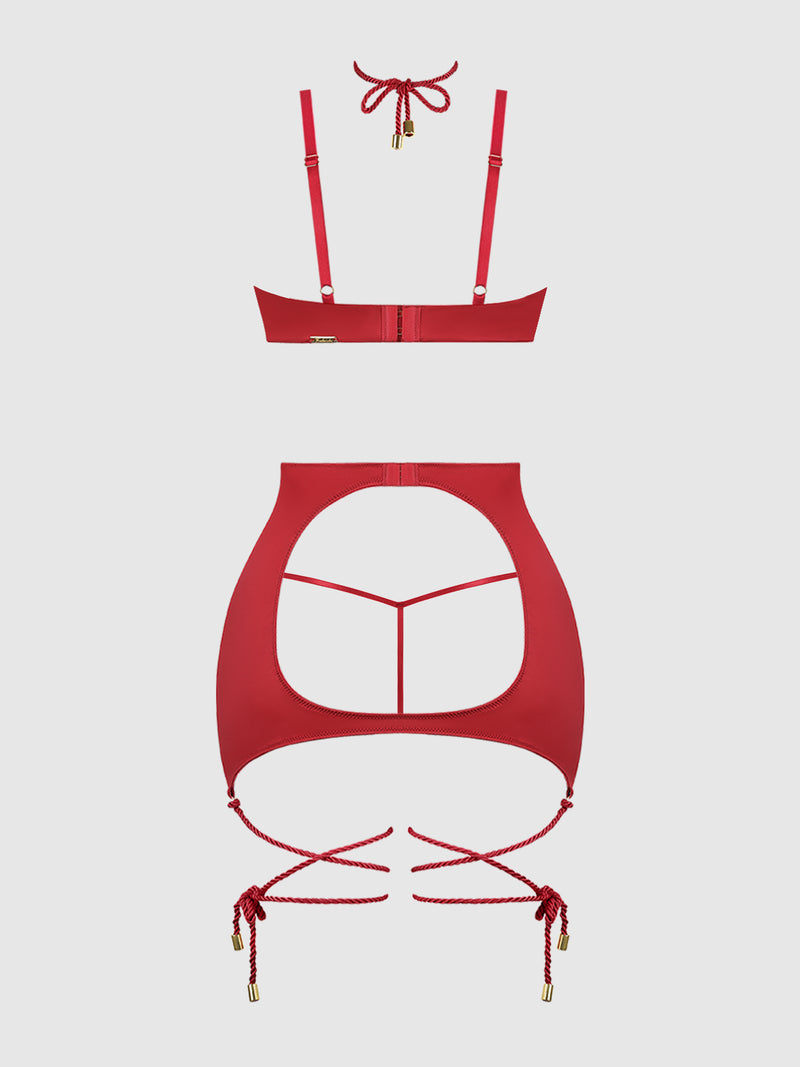 Nadya Liquid Satin & Rope Open Back Chemise & G-String Set - Frederick's of Hollywood