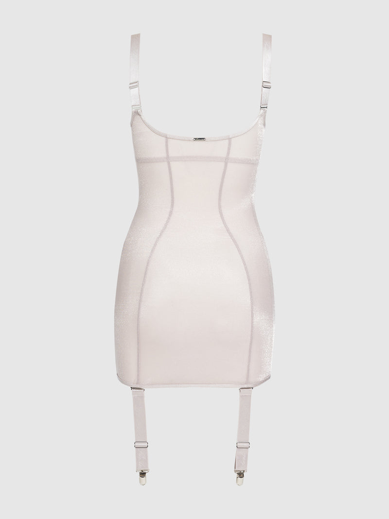 Pia Unlined Underwire Mesh Chemise - Silver Grey