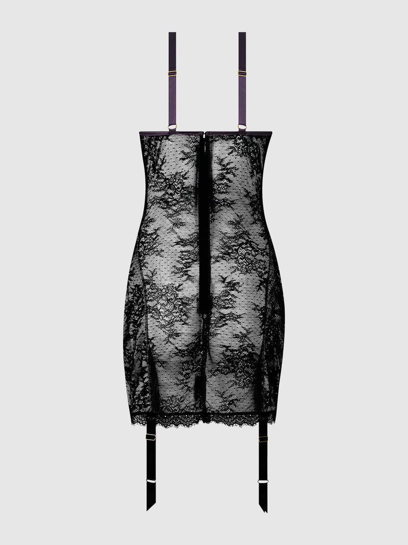 Rosalind Satin & Lace Underwire Chemise - Frederick's of Hollywood