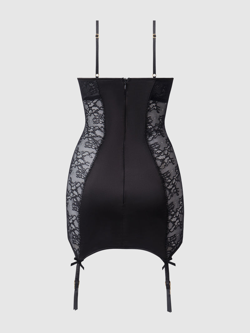 Adelaide Satin & Lace Push Up Chemise - Frederick's of Hollywood