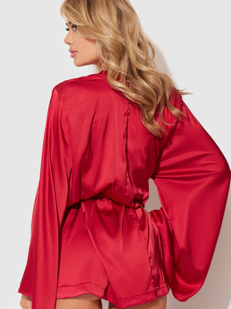 Shortie Red Robe Petra Satin Short Robe - Frederick's of Hollywood