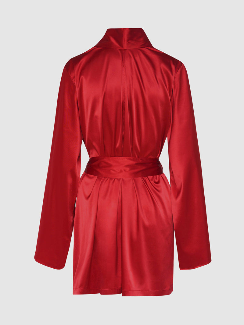 Petra Satin Short Robe - Frederick's of Hollywood