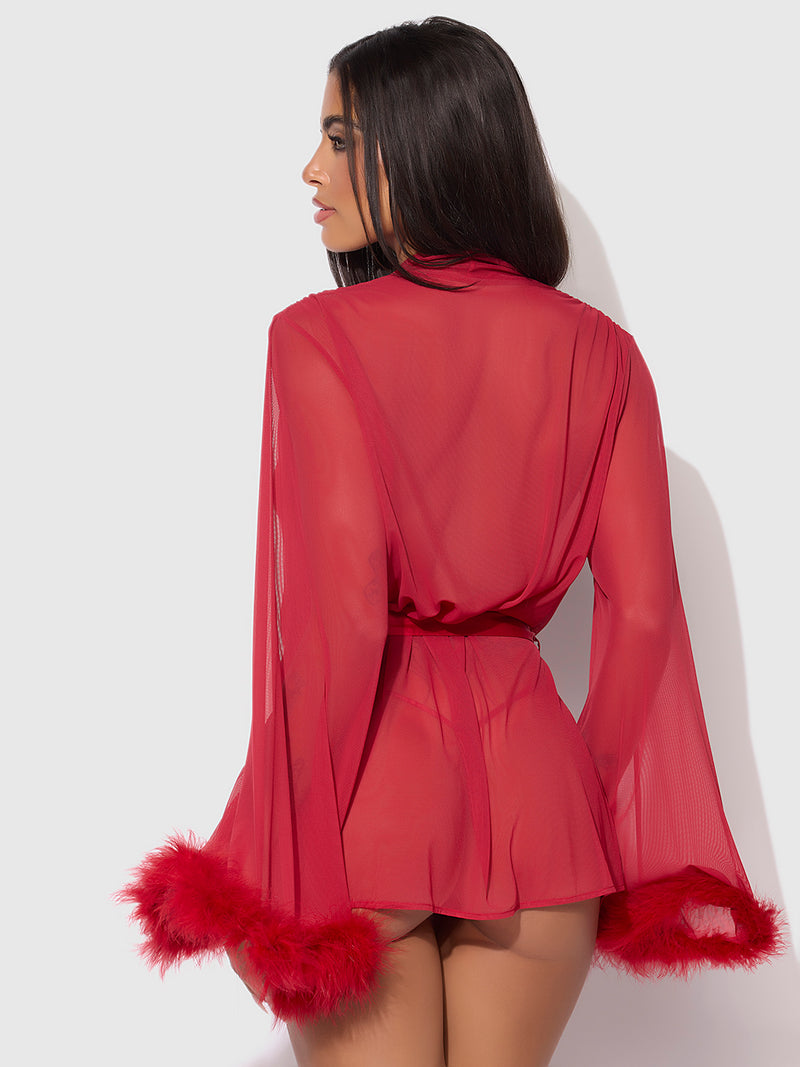 Scarlett Marabou & Mesh Short Robe