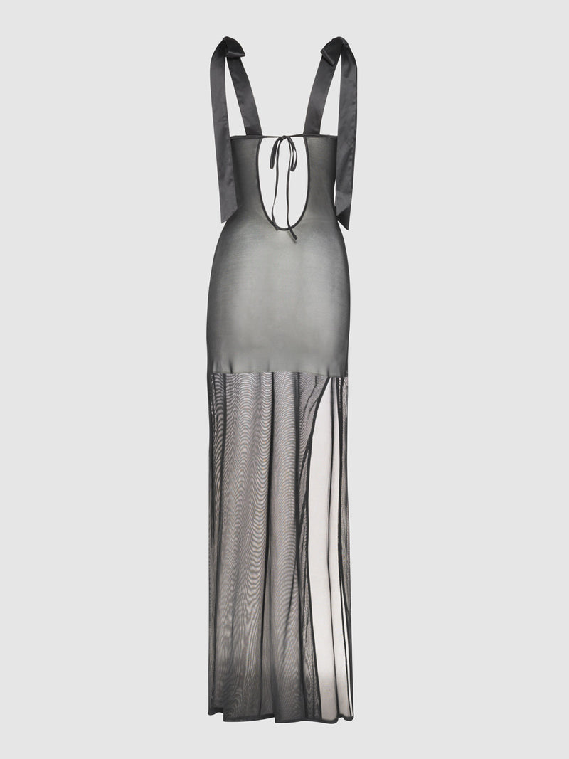 Melrose Satin & Sheer Maxi - Fredericks Of Hollywood