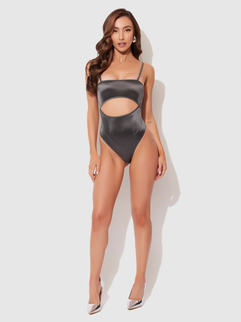 Neev Oil Slick Cutout Scoop Back Bodysuit - Fredericks of Hollywood