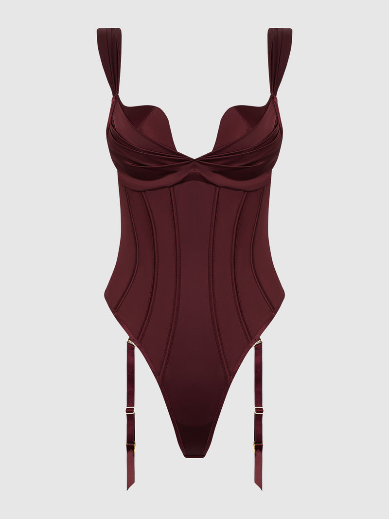 Petra Rising Star Corseted Satin Teddy - Frederick's of Hollywood