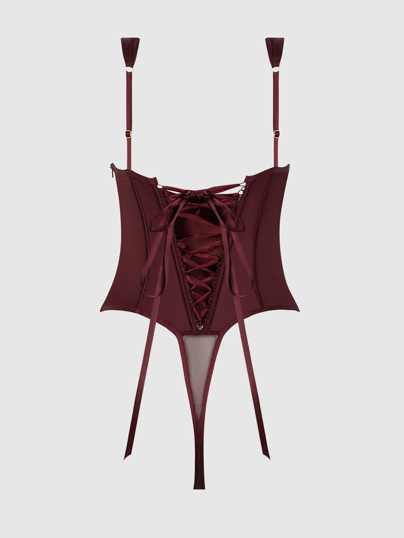 Petra Rising Star Corseted Satin Teddy - Frederick's of Hollywood