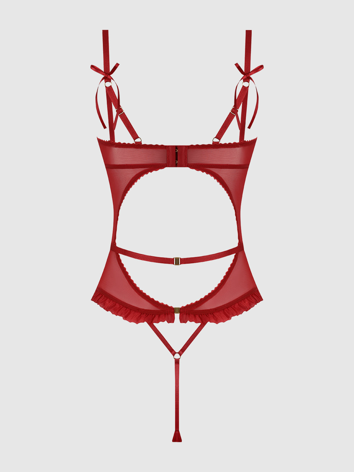 Angelica Lips Embroidery Cutout Teddy - Frederick's of Hollywood