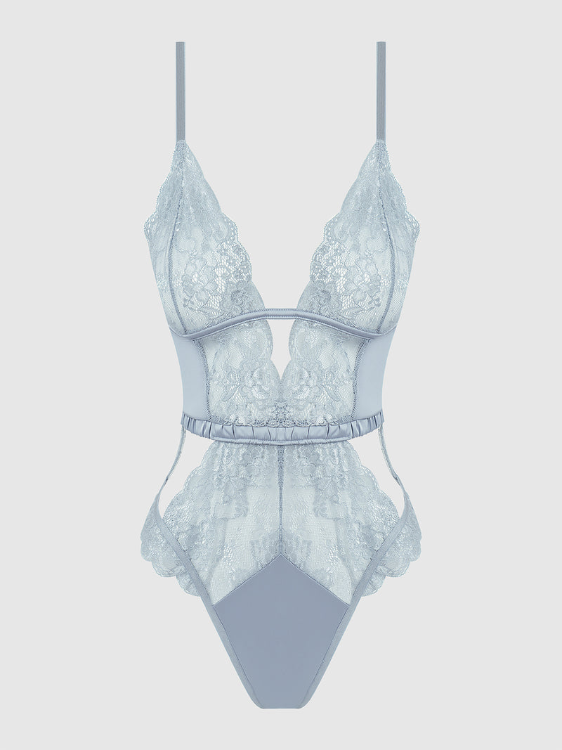 Lace & Satin Underwire Cutout Teddy - Frederick's of Hollywood