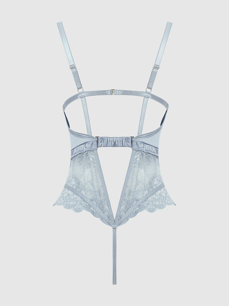 Lace & Satin Underwire Cutout Teddy - Frederick's of Hollywood