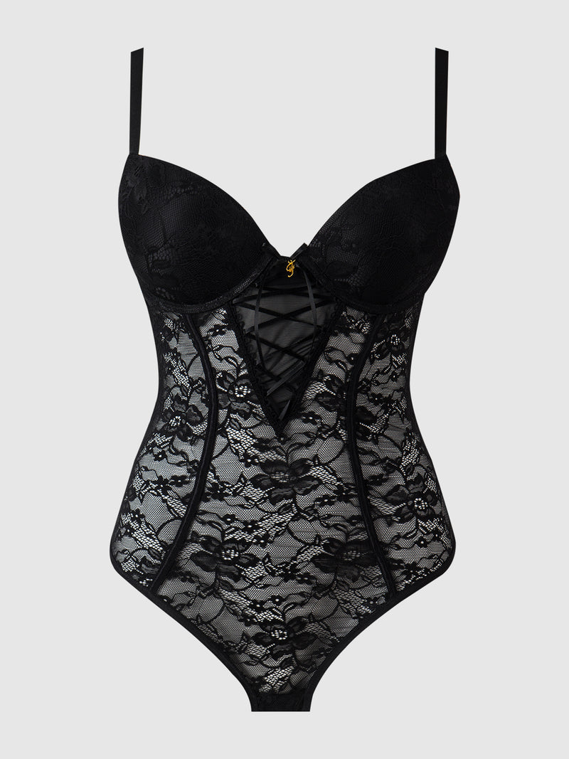 Mabel Lace Underwire Lace Up Teddy