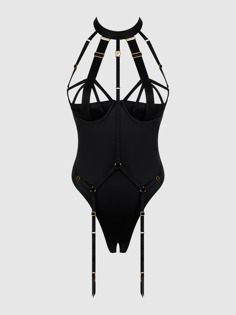 Raven Strappy Crotchless & Backless Teddy - Frederick's of Hollywood