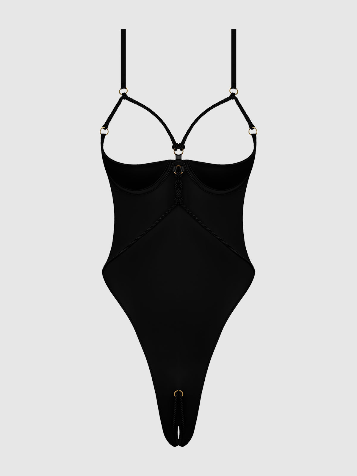 Nadya Liquid Satin & Rope Crotchless Teddy - Frederick's of Hollywood