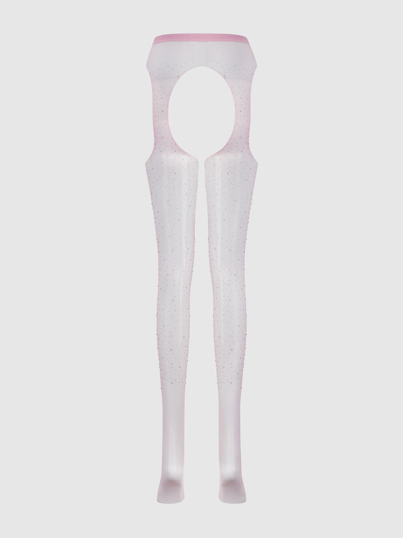 Fishnet & Rhinestone Fundies - Light Pink