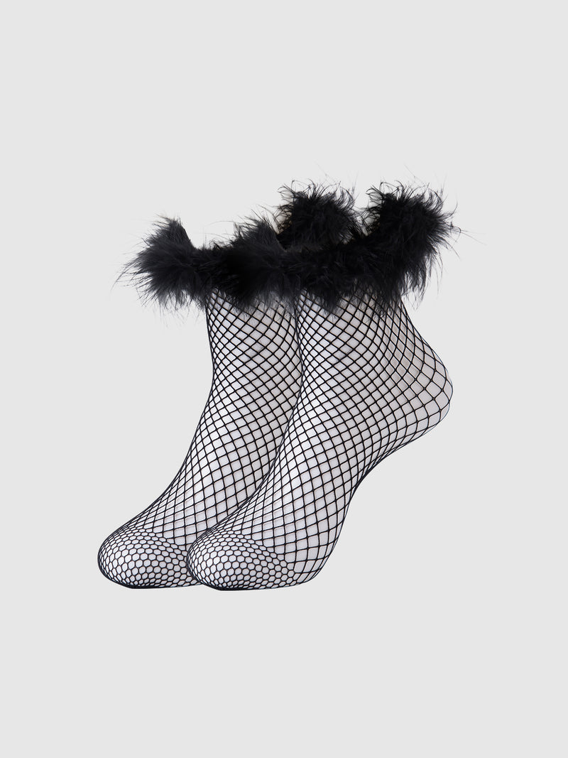 Feathered Fishnet Socks - Frederick's of Hollywood
