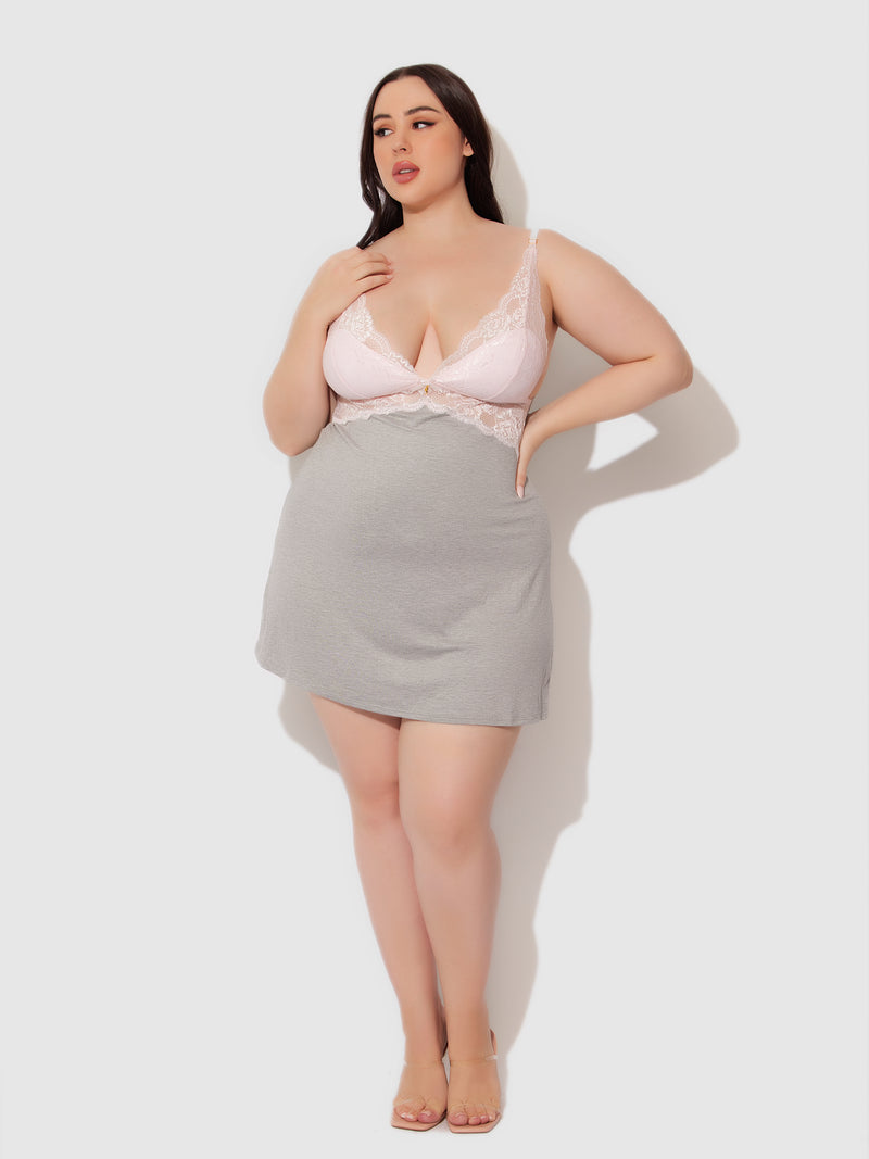 Lily Jersey & Lace Sleep Slip - Fredericks Of Hollywood