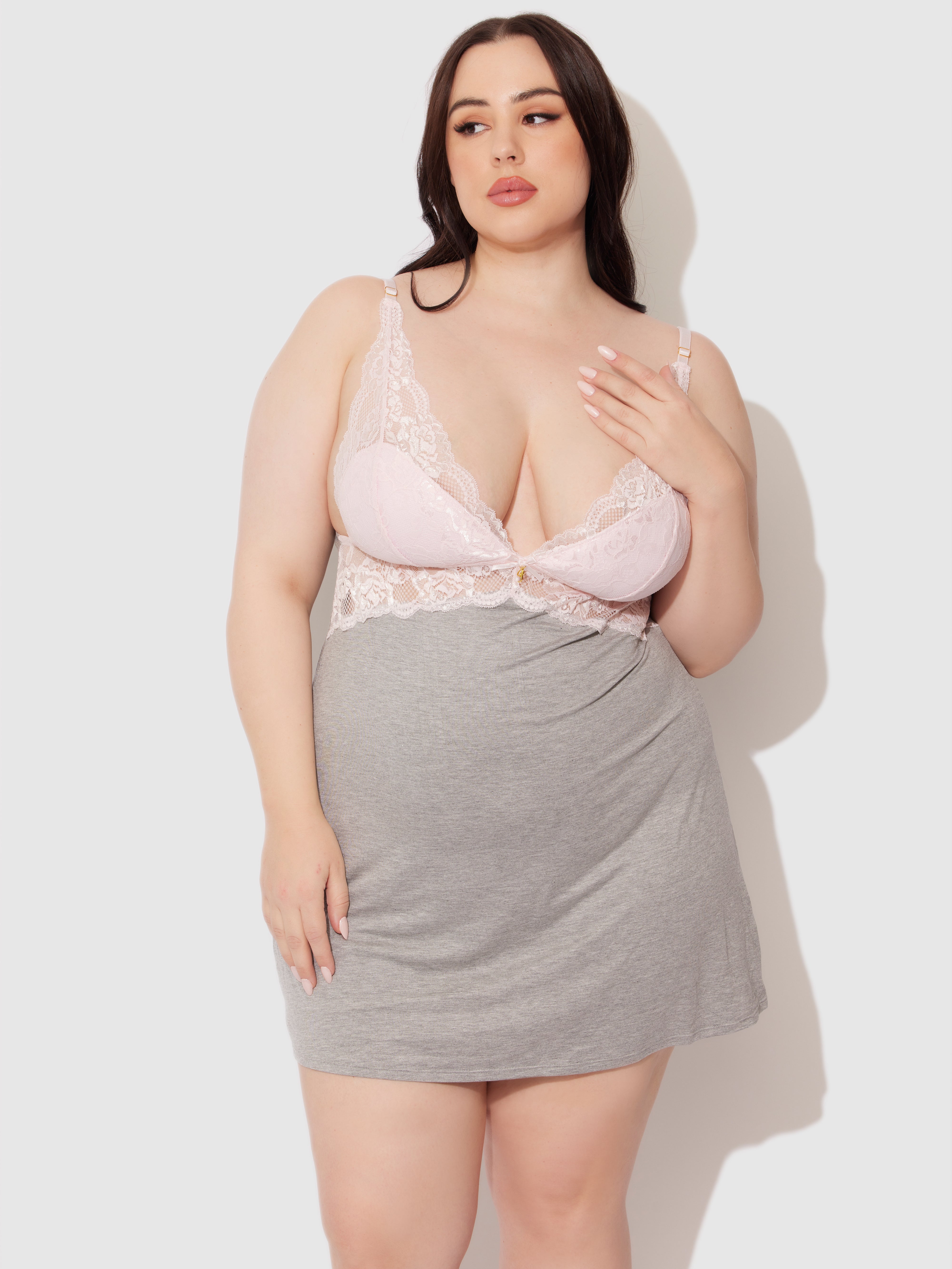Lily Jersey & Lace Sleep Slip - Fredericks Of Hollywood