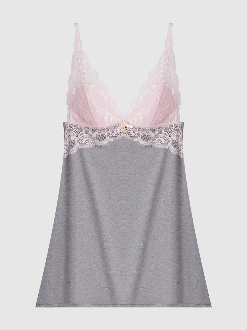 Lily Jersey & Lace Sleep Slip - Frederick's of Hollywood