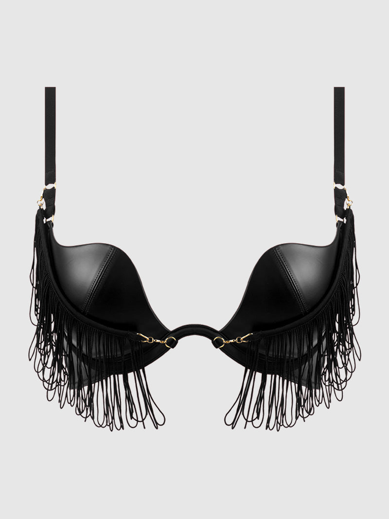 Hendrix Rising Star Fringe Plunge Push Up Bra - Frederick's of Hollywood