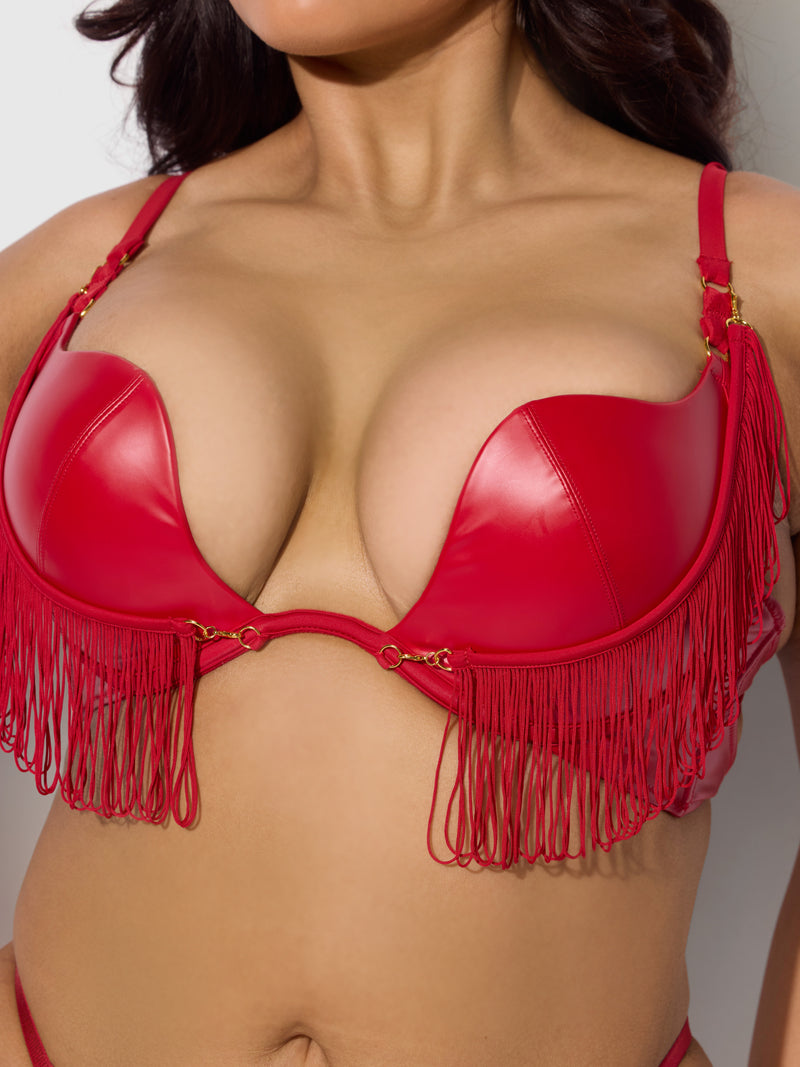 Hendrix Rising Star Fringe Plunge Push Up Bra - Frederick's of Hollywood