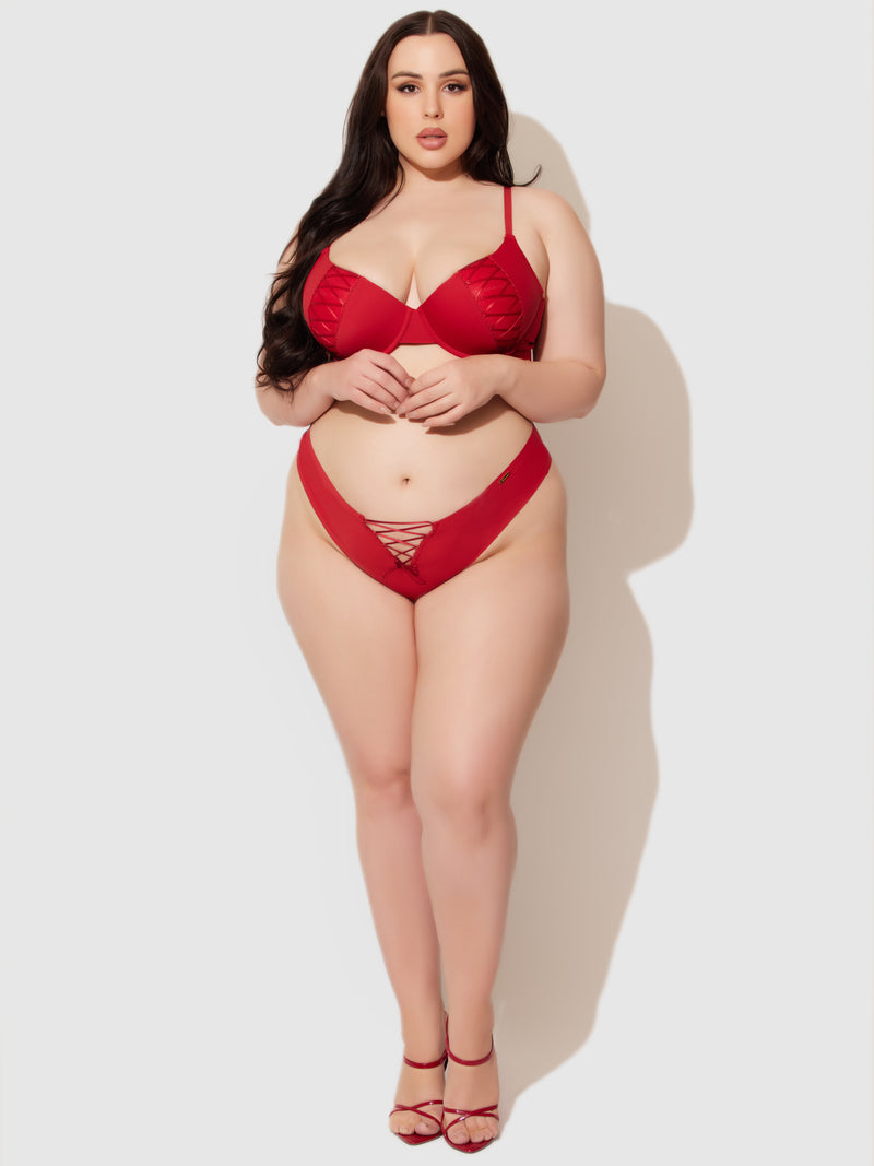 Natalia Micro Lace Up Plunge Push Up Bra - Frederick's of Hollywood