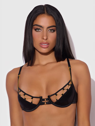 Emery Liquid Satin & Chain Bra