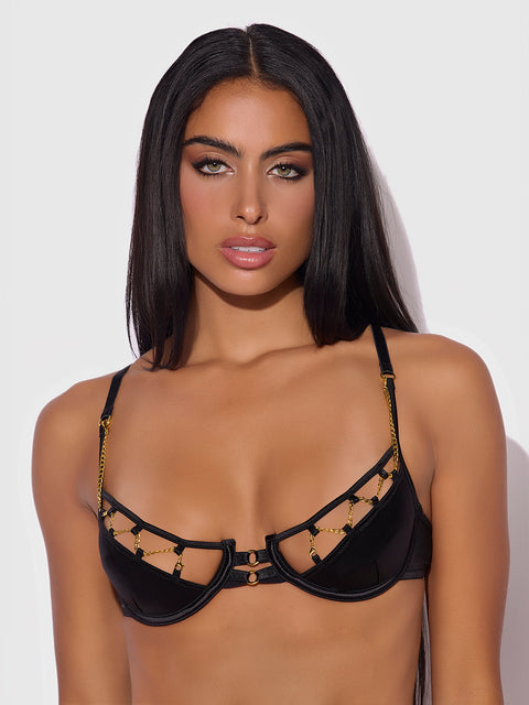 Emery Liquid Satin & Chain Bra
