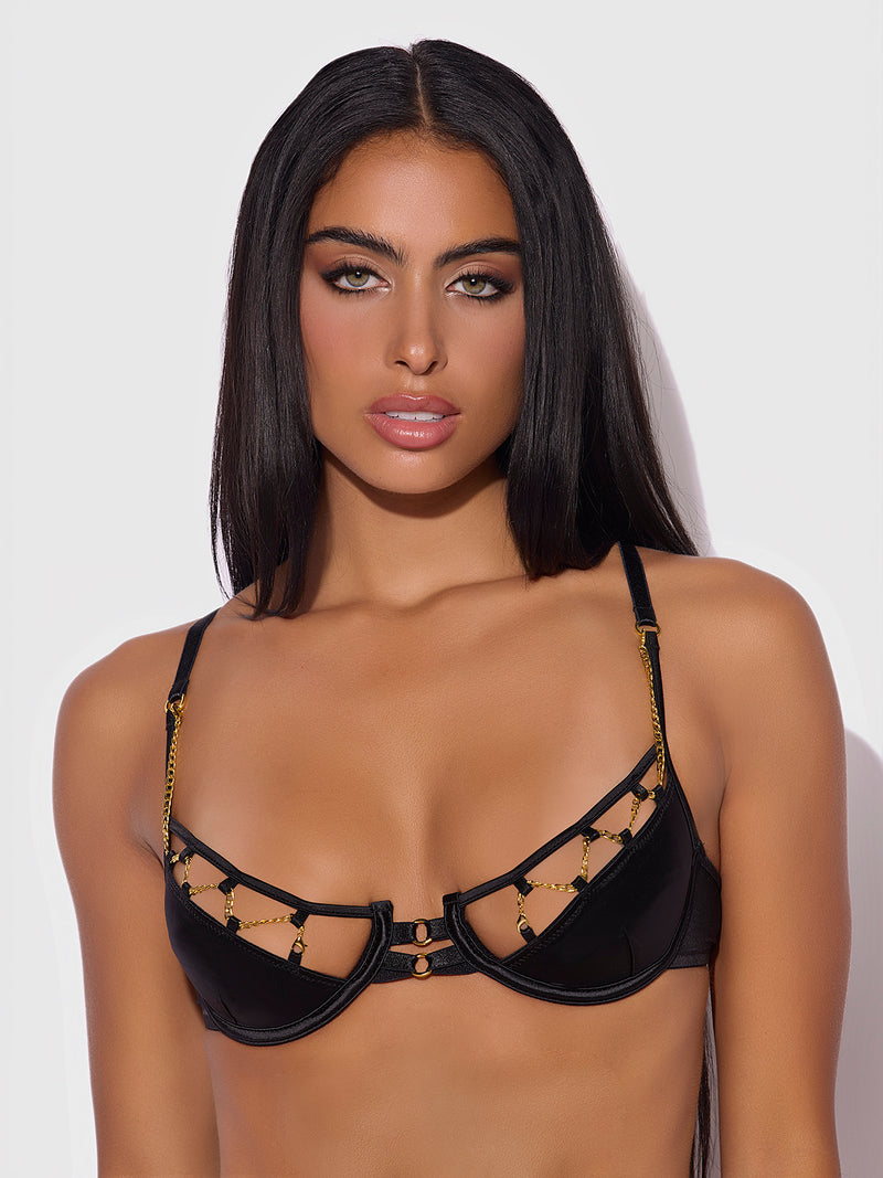 Emery Liquid Satin & Chain Bra