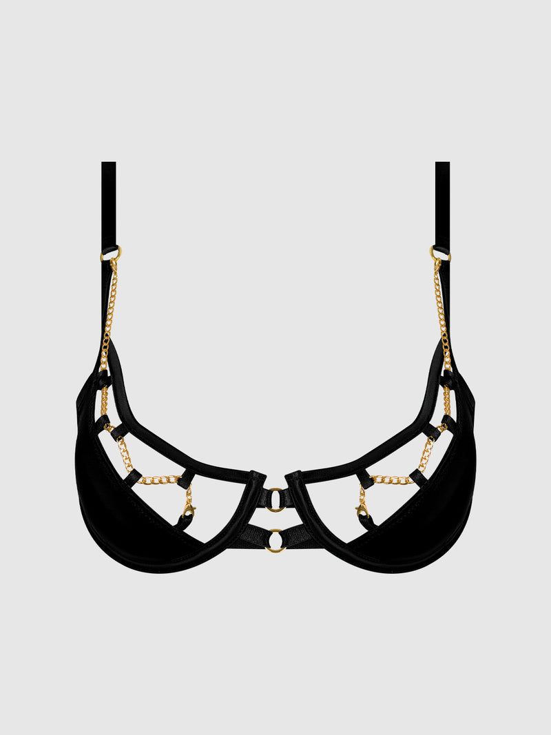 Emery Liquid Satin & Chain Bra
