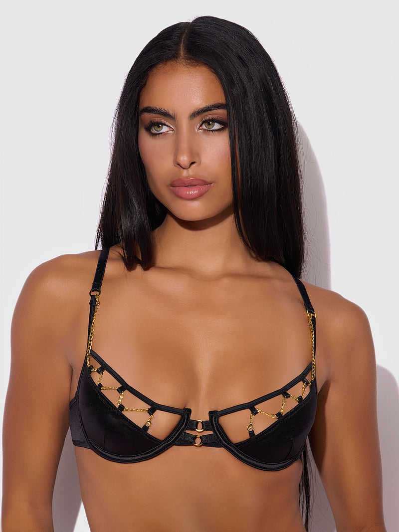 Emery Liquid Satin & Chain Bra