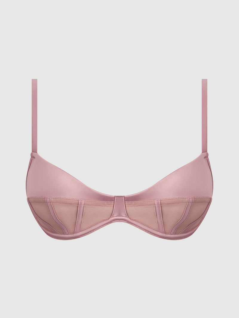 Petra Satin & Mesh Unlined Corset Cup Bra - Frederick's of Hollywood