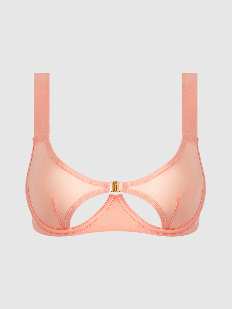 Pia Unlined Cutout Mesh Bra - Frederick's of Hollywood