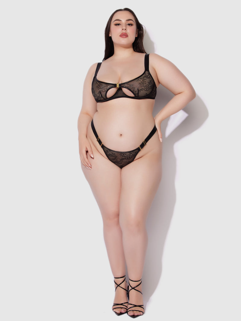 Pia Lace Unlined Cutout Open Bra - Frederick's of Hollywood