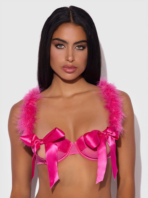 Scarlett Marabou & Mesh Openable Cup Bra - Frederick's of Hollywood